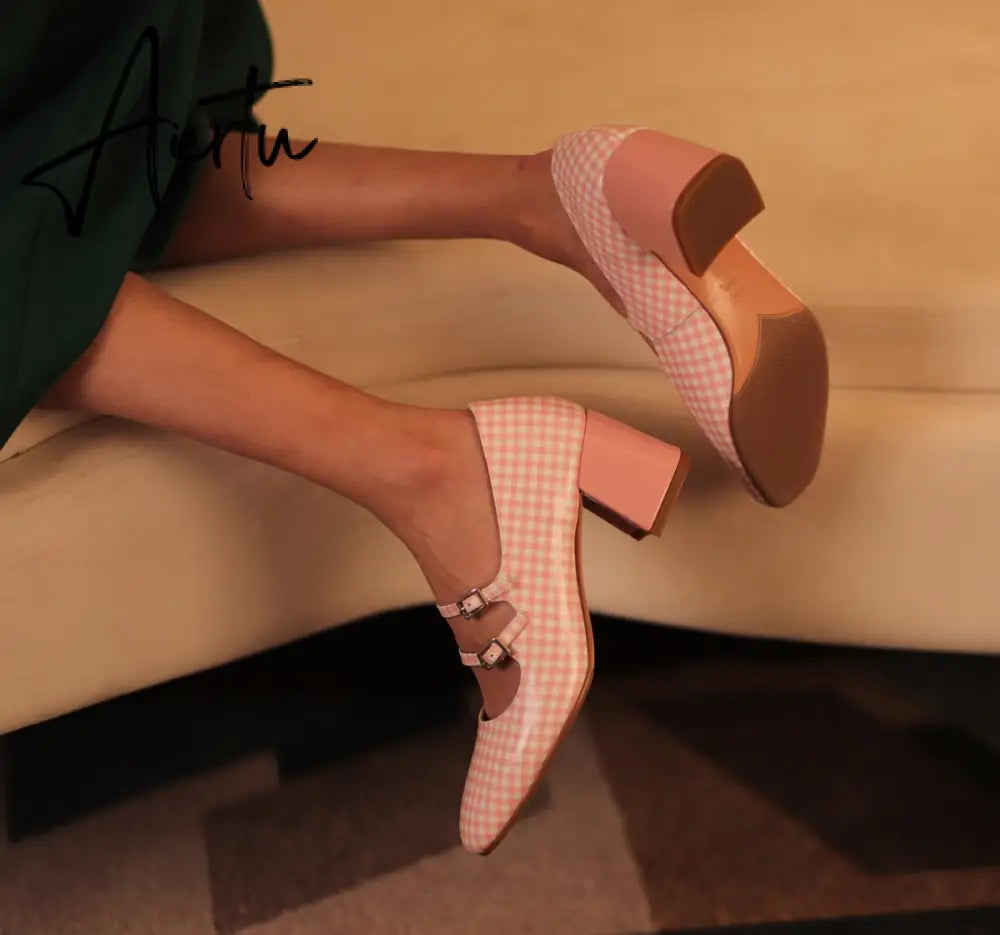 Basic Design Women Pumps With Buckle Mary Janes High Heels Spring Fall Simple Shoes Summer Sandals Heeled Daily Shoes Aiertu