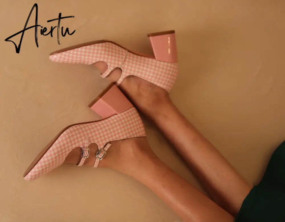Basic Design Women Pumps With Buckle Mary Janes High Heels Spring Fall Simple Shoes Summer Sandals Heeled Daily Shoes Aiertu