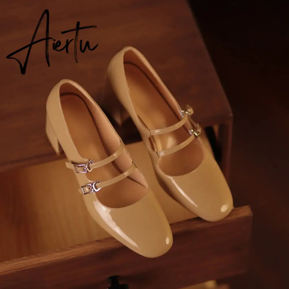 Basic Design Women Pumps With Buckle Mary Janes High Heels Spring Fall Simple Shoes Summer Sandals Heeled Daily Shoes Aiertu