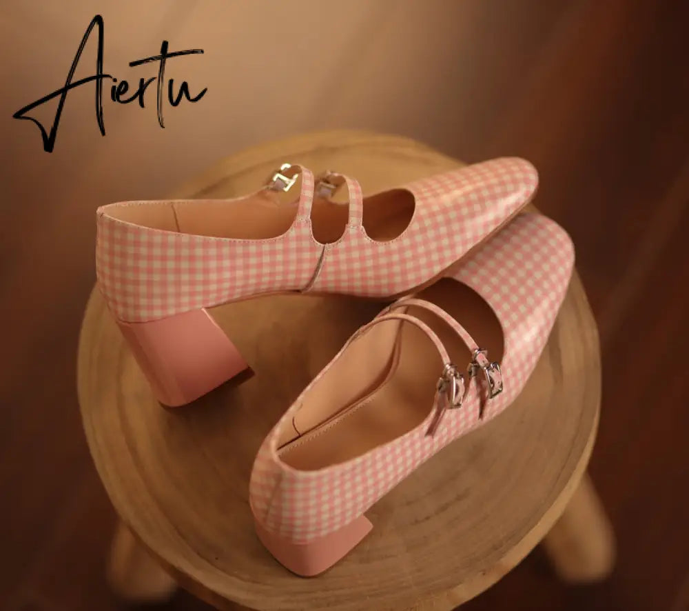 Basic Design Women Pumps With Buckle Mary Janes High Heels Spring Fall Simple Shoes Summer Sandals Heeled Daily Shoes Aiertu