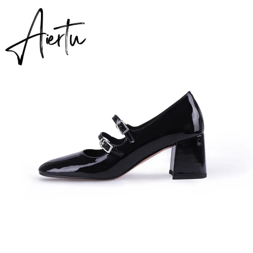 Basic Design Women Pumps With Buckle Mary Janes High Heels Spring Fall Simple Shoes Summer Sandals Heeled Daily Shoes Aiertu