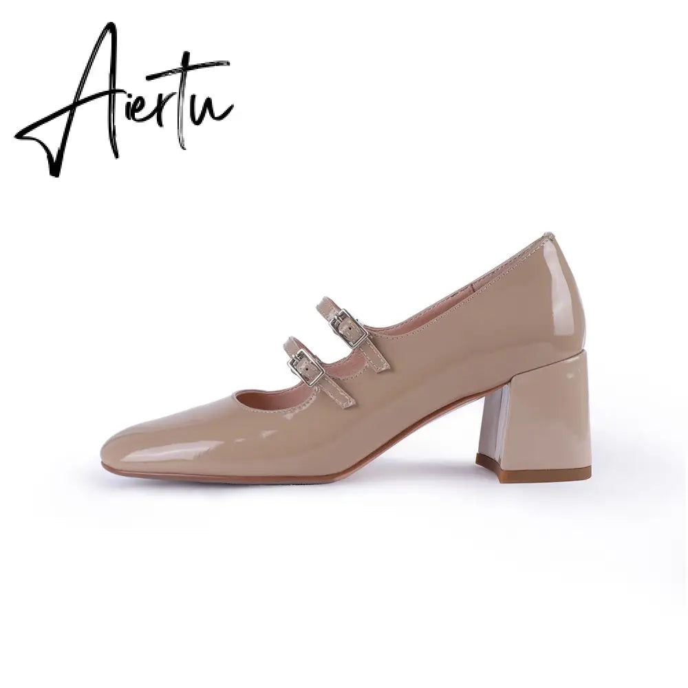 Basic Design Women Pumps With Buckle Mary Janes High Heels Spring Fall Simple Shoes Summer Sandals Heeled Daily Shoes Aiertu