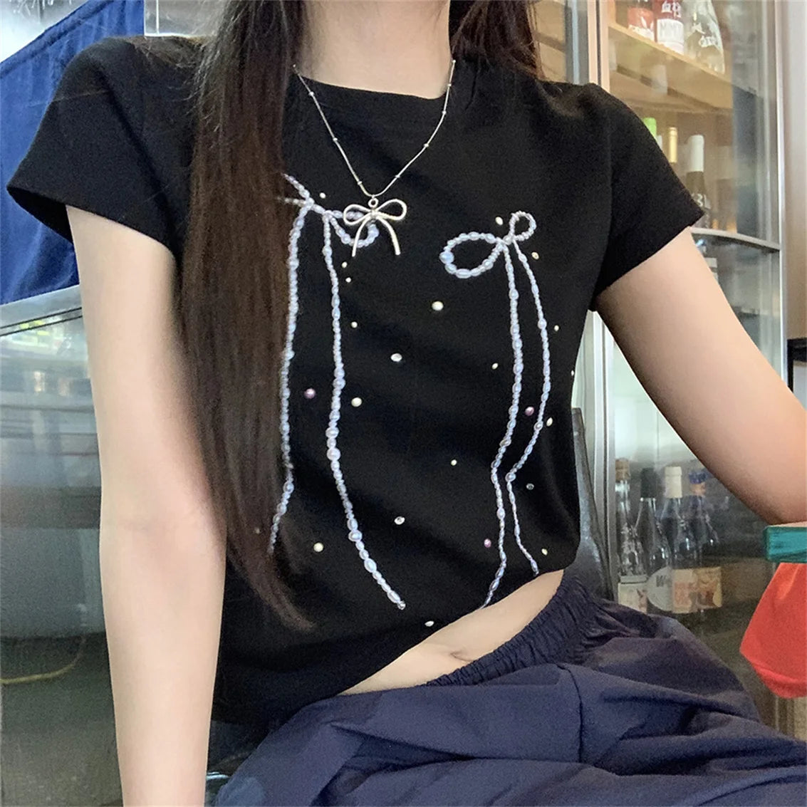 Aiertu  -  Sunscreen Loose T-Shirts Women Chic Casual Polka Dots Sunscreen Daily 2026 Office Lady High Street Slim Wide Leg Pants Aiertu