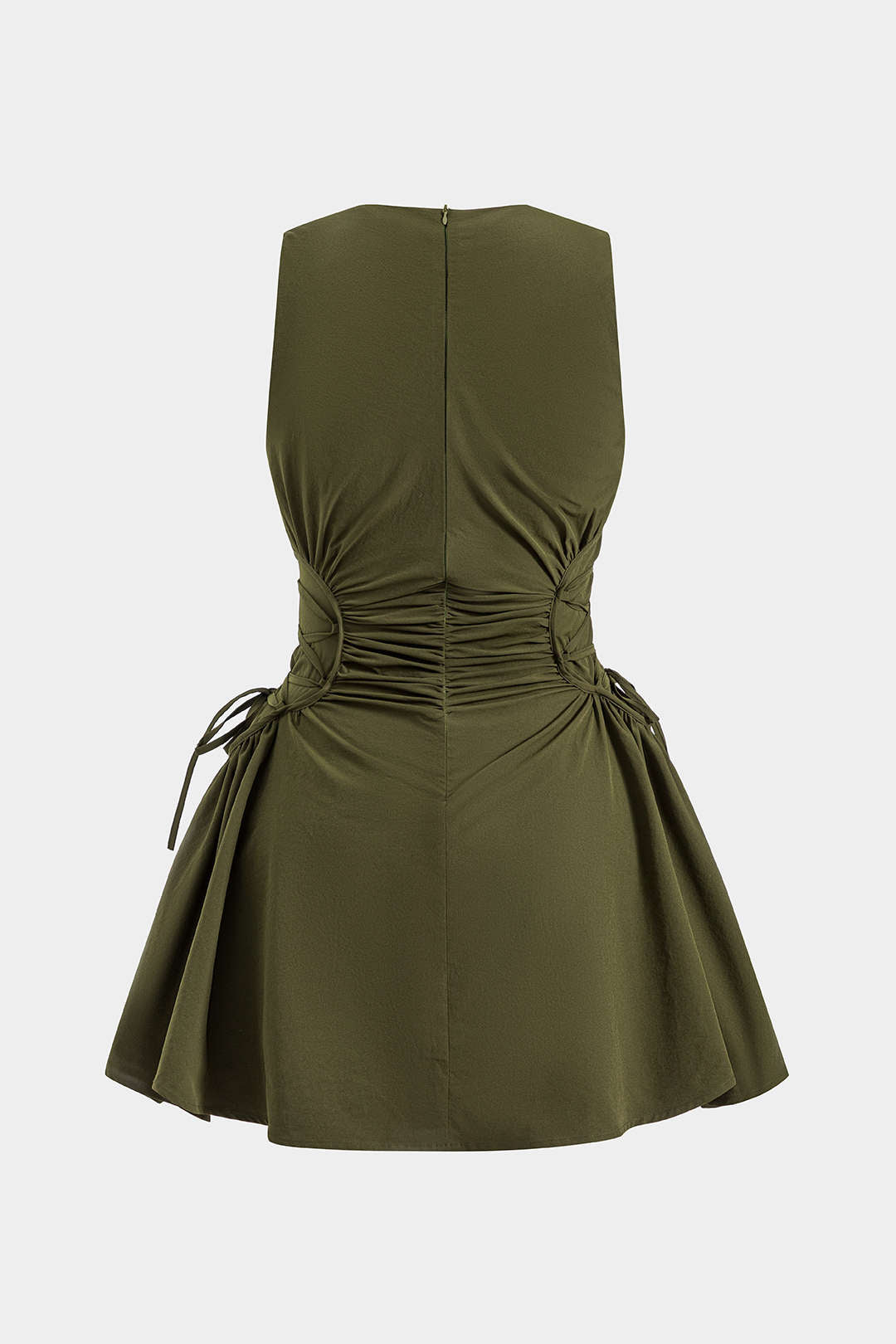 Aiertu  Ruched Strappy Zipper Sleeveless Mini Dress Aiertu