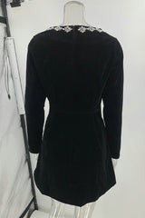 Aiertu  -  Elegant Pocket Rhinestone Decor Square Neck A Line Dresses Aiertu