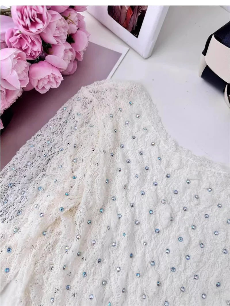 Aiertu  -  Y2k Aesthetic Sexy U Neck Backless Women Shirt 2025 White Diamond Streetwear Vintage Blouse Harajuku Fairy Bodycon Grunge Blusas Aiertu
