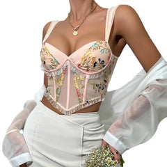 Aiertu  -  party look snspos Women's Sexy embroidery Lace Corset Fish Bone Chest Flower Embroidered Bra Women Strapless Lace Top Wrapped Chest Aiertu