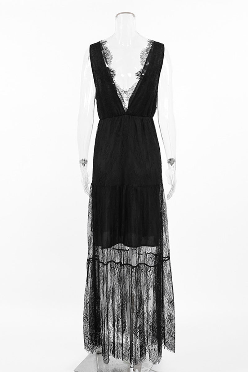 Aiertu  -Sexy Lace V Neck Lace Dress Dresses aiertu