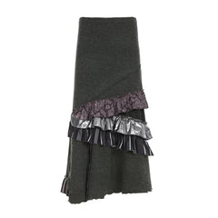 Aiertu  -  Irregular Ruffled Design Knitted Long Skirt Y2K Aesthetic Women Stylish Winter Skirts Vintage Chic High Street Outfit Aiertu