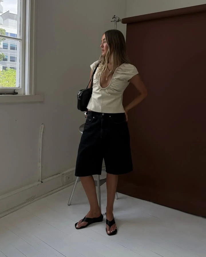 Aiertu  Street Denim Shorts Women All Match Zippers Pocket Button Dropped Wide Leg Female Short Pants 2025 Spring Summer Lady Streetwear Aiertu