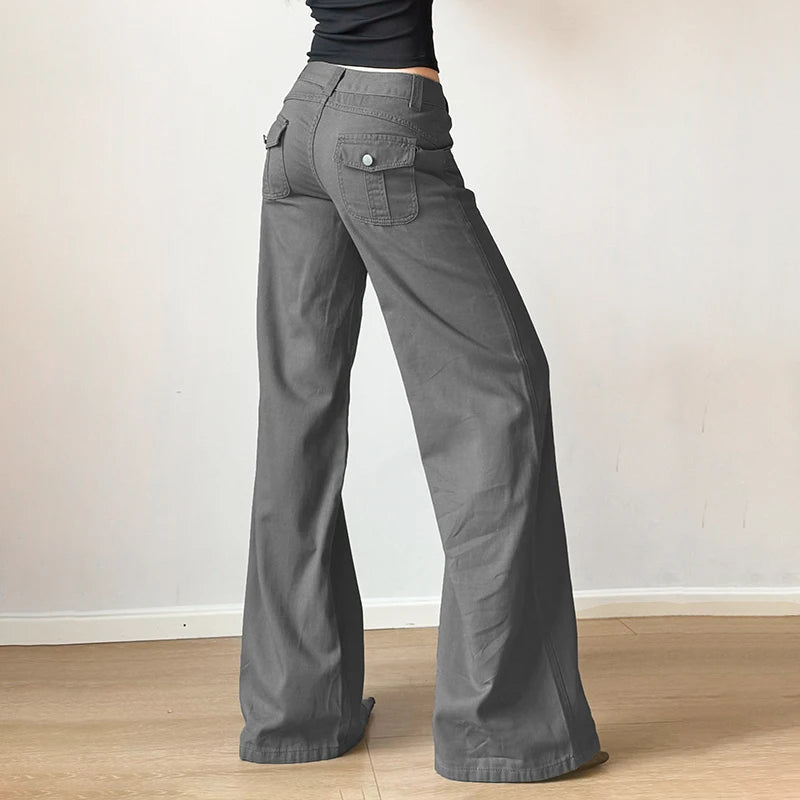 Aiertu  -  Korean Harajuku Casual Loose Jeans Women Y2K Vintage Gray Fashion Denim Pants 2000s High Street Lady Trousers Spring Aiertu
