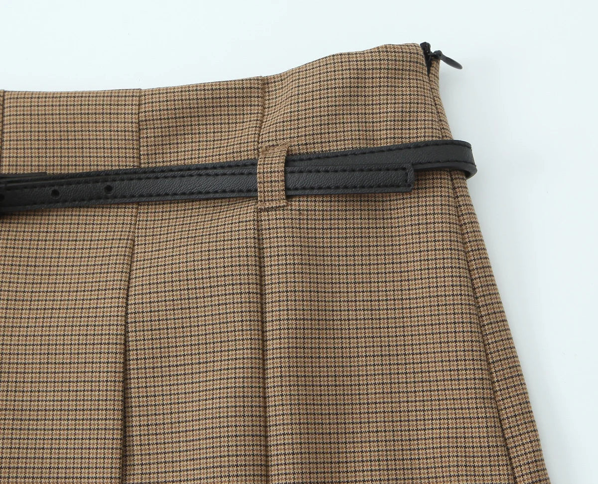 Aiertu  -  European and American style autumn new all-match high waist side zipper pleated short skirt women's fashion all-match college st Aiertu
