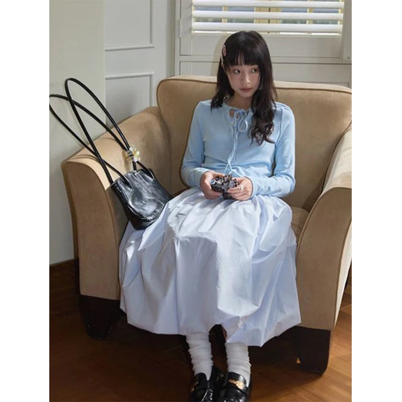 Aiertu  -  Kawaii Cute Midi Skirt Women Japanese Streetwear Ball Gown Bud Skirts Summer Fashion Harajuku Casual Design A Line Faldas Aiertu