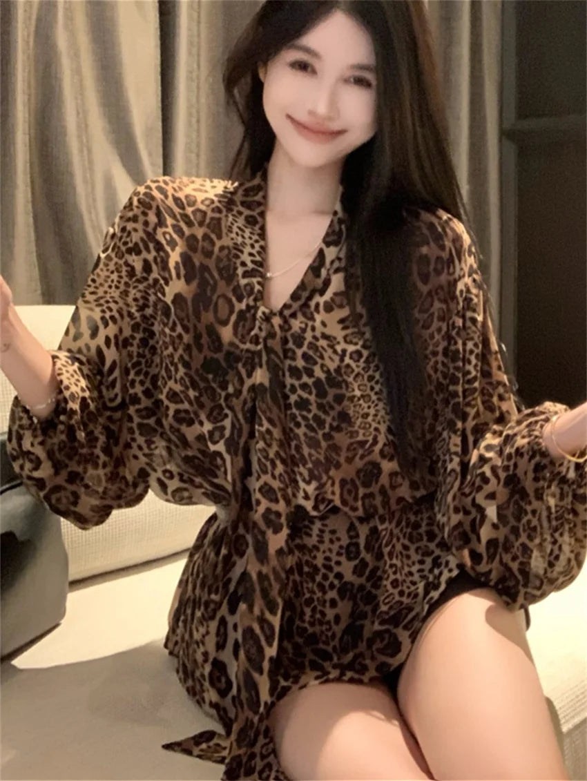 Aiertu  -  Chic Leopard Fashion Blouses Women Vintage 2026 Daily Sexy Autumn New Slim Casual Work Wear Elegant Daily Full Sleeve Aiertu