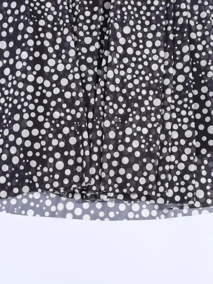 Aiertu  -  Sexy Spliced Dot Print Maxi Dress for Women Halter Neck Off Shoulder High Waist Temperament Folds Dresses Female Aiertu