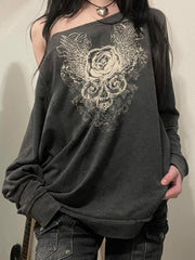 Aiertu  -Niche Design Vintage Rose Sweatshirts aiertu