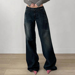 Aiertu  -   Grunge Aesthetic Baggy Jeans Fashion High Street Retro Harajuku Loose Denim Pants Korean Casual Y2K Wide Leg Trousers Aiertu