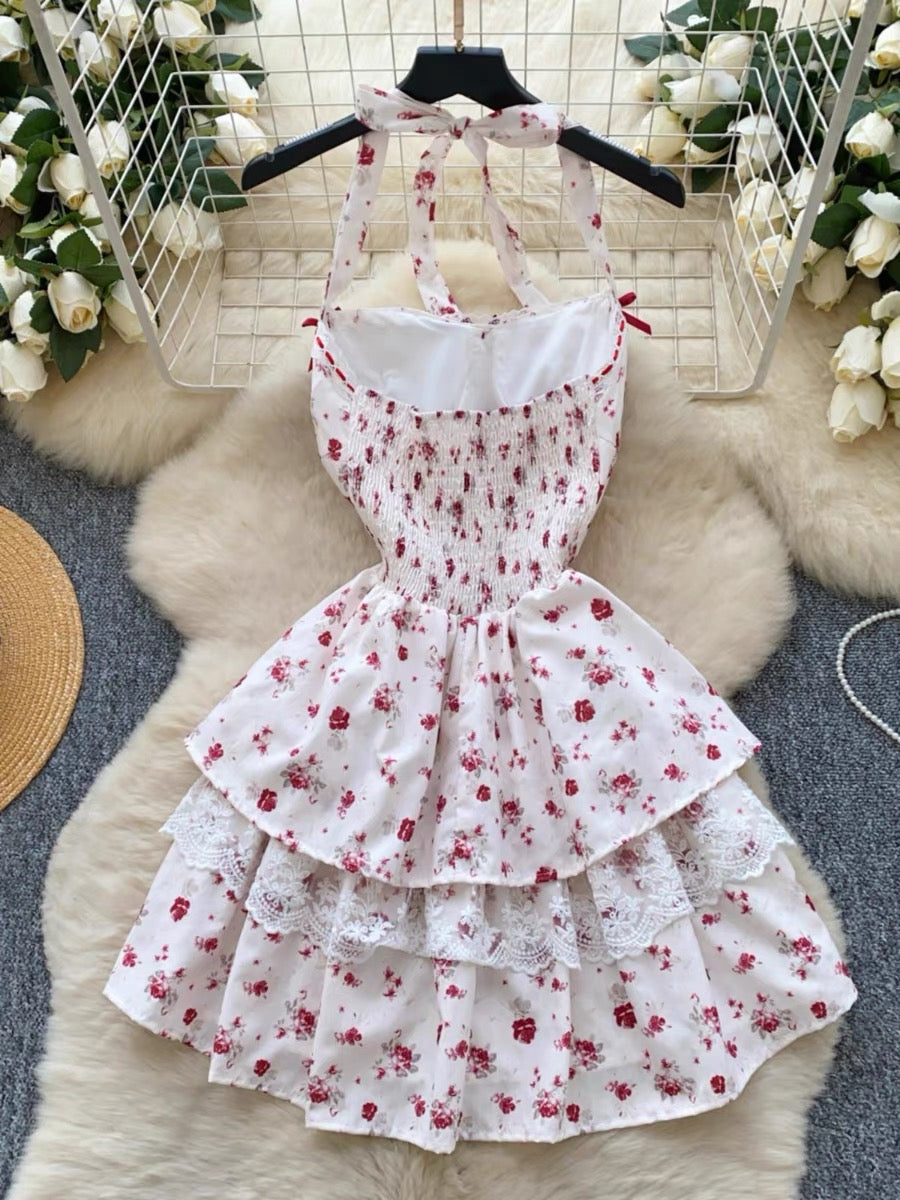Aiertu  Cherry Bird Red Ribbon Coquette Dress Aiertu