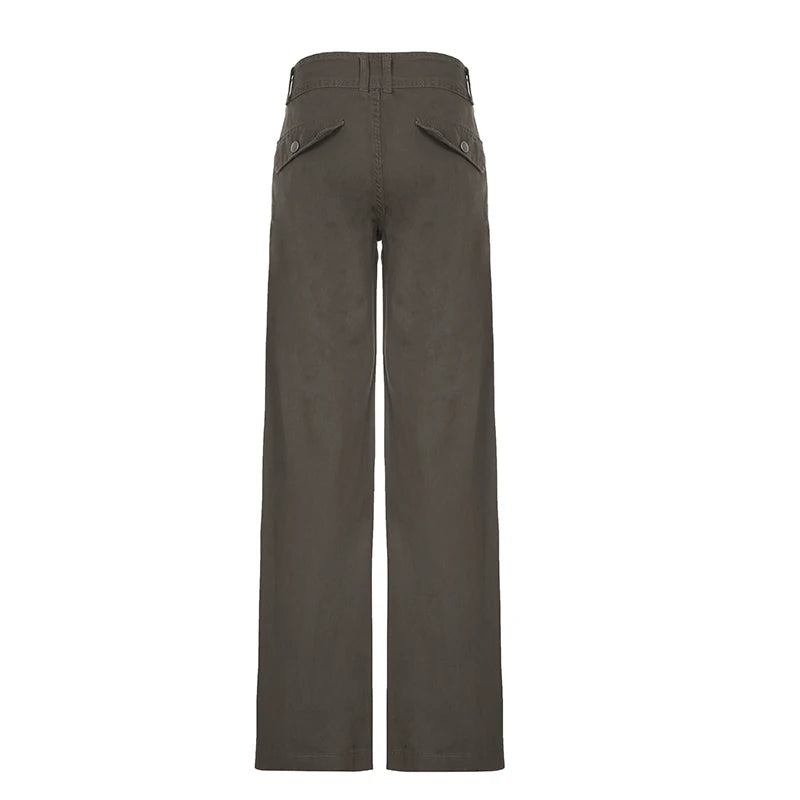 Aiertu  -  Vintage Pocket Women Y2K Jeans Streetwear Fashion Low Waisted Denim Pants Grunge Style Straight Trousers Harajuku Aiertu