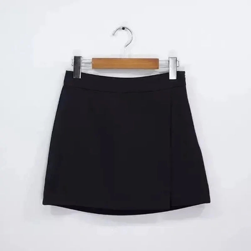 Aiertu Black Mini Skirts Women Irregular Side Slits High Waist A Line Shorts Skirts Summer Korean Fashion Chic Hip Wrap Skirt Female Aiertu