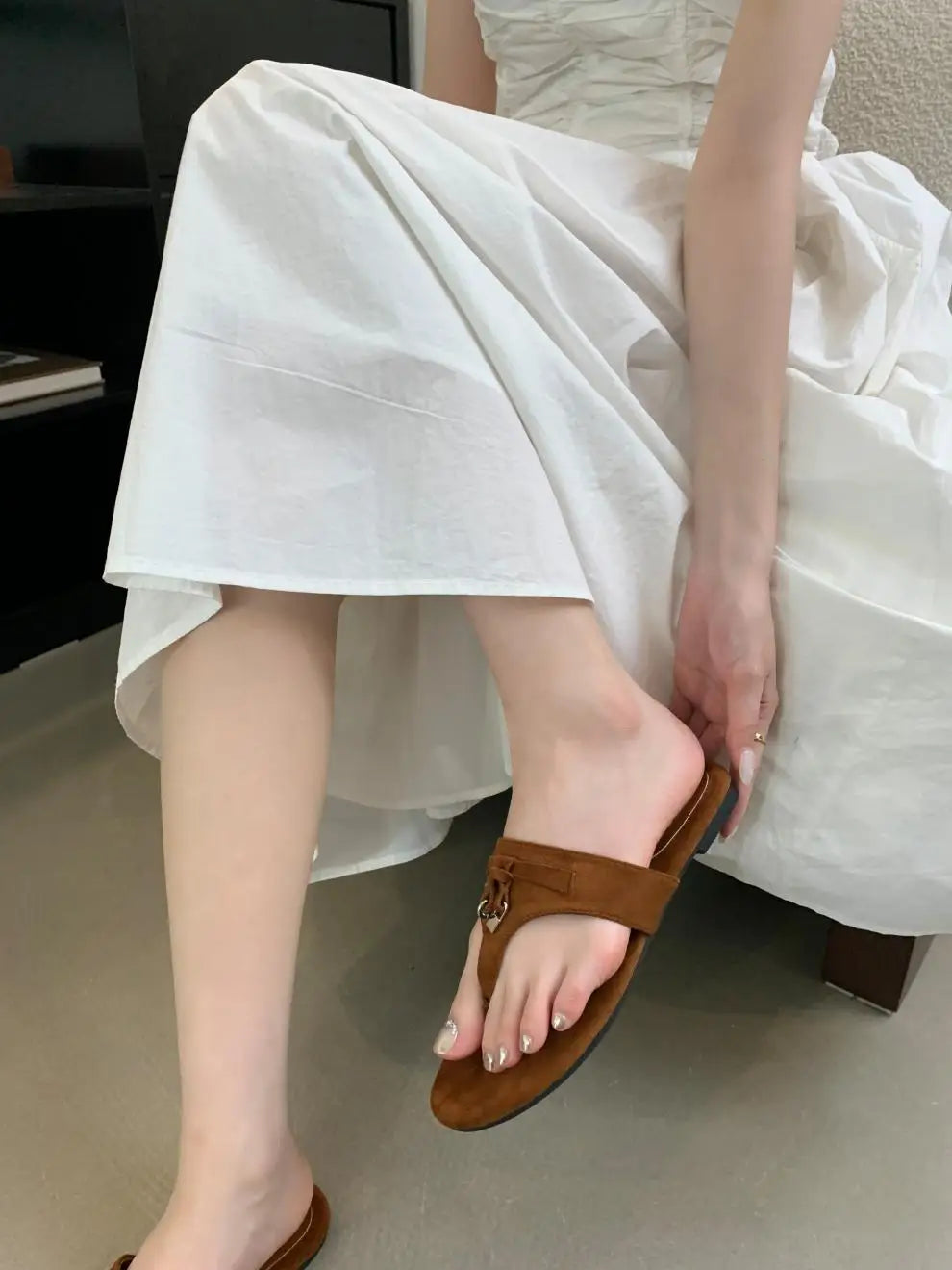 Aiertu  -  Fashion Women Casual Faux Suede Slippers Wedges Heel Cork Mules Platform Clog Non Slip Sole Buckle Outdoor Home Shoes Aiertu