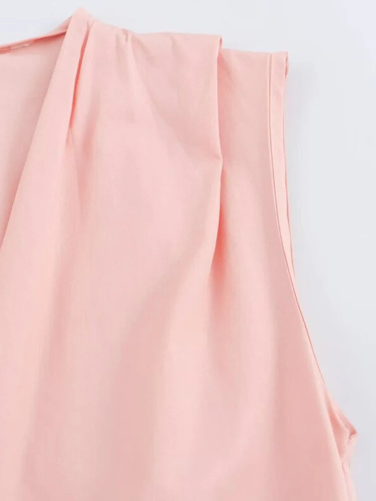 Aiertu  -  Women Sumemr Pleated 2-Pieces Sets Fashion Solid Poplin Blouses Tops and Trousers Female Elegant Street Two Suits Clothing Aiertu