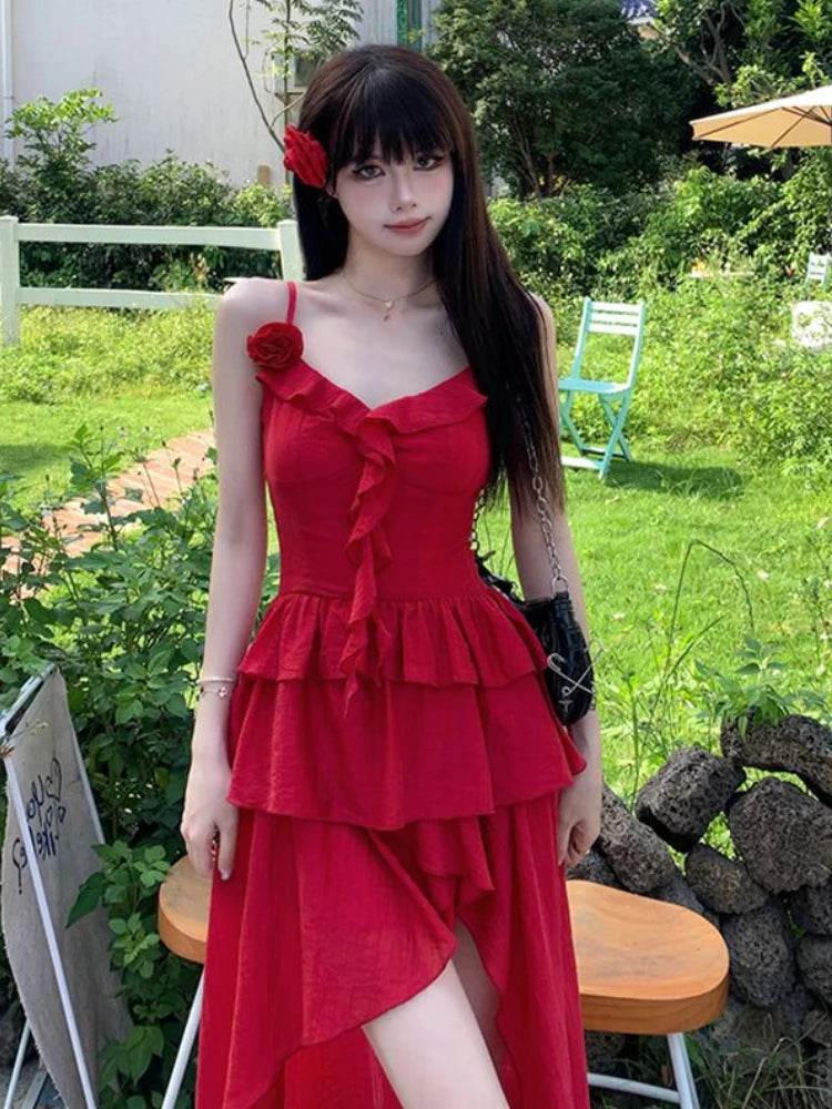 Aiertu Red Ruffle Midi Dress Outfit Ideas Aiertu
