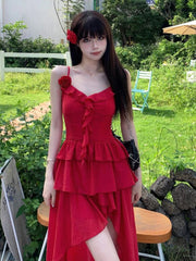 Aiertu Red Ruffle Midi Dress Outfit Ideas Aiertu