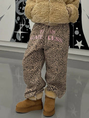 Aiertu  -  Y2k Vintage Leopard Print Mid Waist Long Pants Women American Retro Streetwear Hip Hop Letter Print Loose Trousers 2025 Aiertu