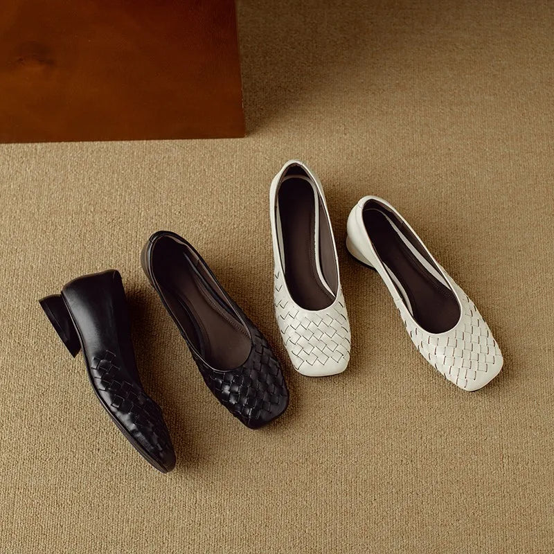 Aiertu  -  Woman Fashion Heeled Sandals Summer Dress Shallow Shoes Weave Retro Women Shoes 2025 New Designer Trend Walking Zapatos De Mujer Aiertu