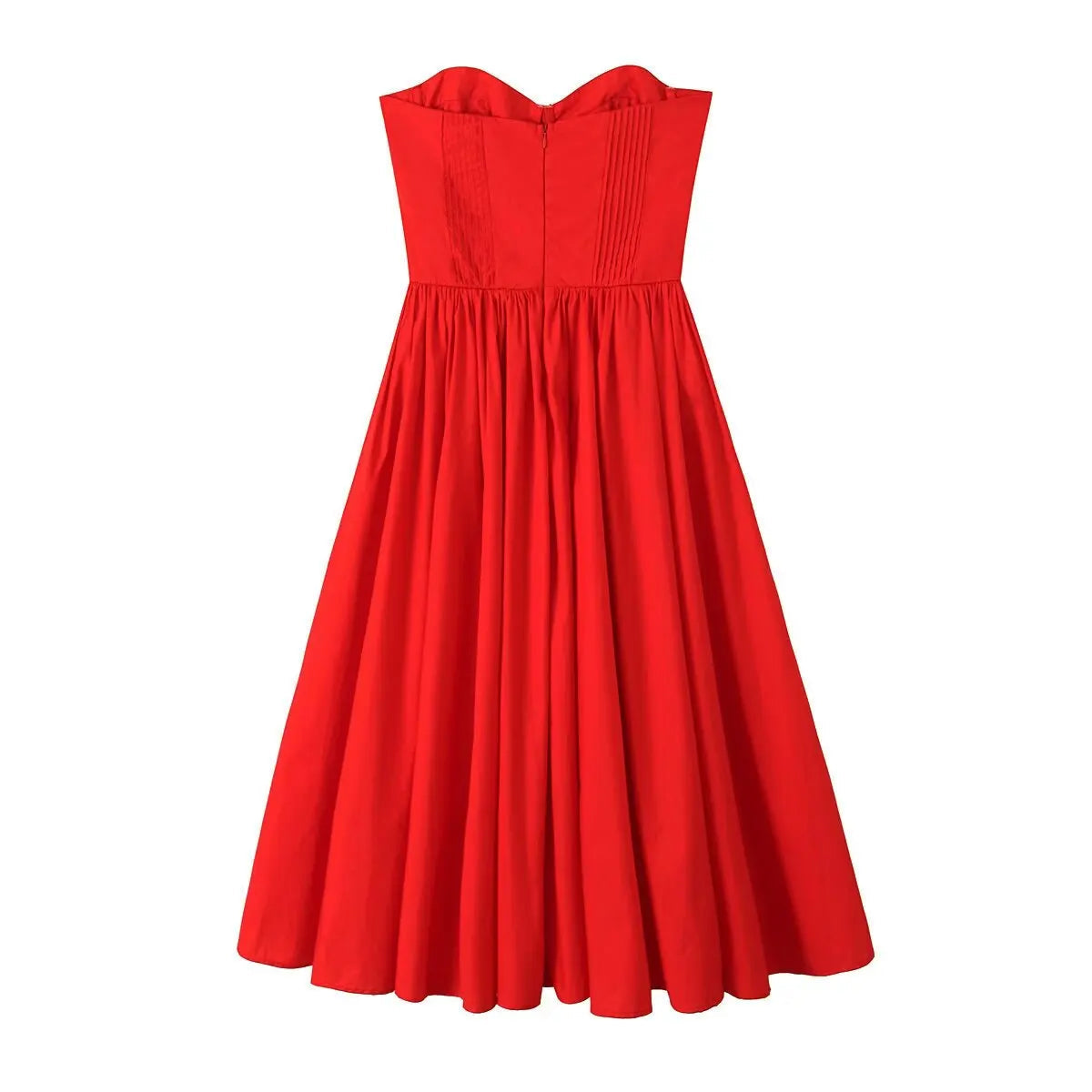 Aiertu  -  Summer New Sicilian Style Stunning Ltalian Tomato Red Sexy Tube Top Dress European And American Style Street Fashion Dress Aiertu