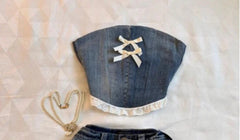 Aiertu  -  Korean Gothic Sexy Hottie Denim Skirt Suit for Women Harajuku Y2k Style High Street Retro Design Cute Mini Skirt Punk Slim Top Aiertu