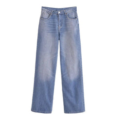 Aiertu  -  American hot girl mid-waist straight jeans women's spring and autumn new loose slim mopping pants Aiertu