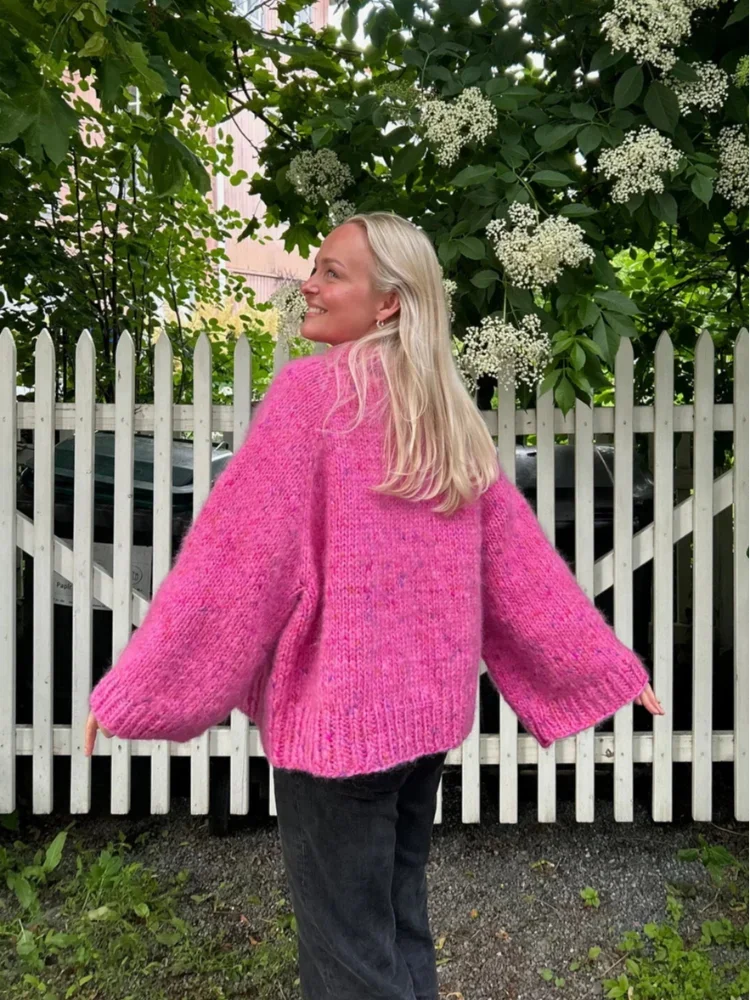 Aiertu  -  Pink Oversize Long Sleeve Knit Pullover Women Casual Loose Lazy Round Neck Kink Sweater 2026 Autumn Lady High Street Knitwear Aiertu