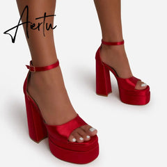 Big Size 43 New Fashion Peep Toe High Heels women's Sandals Platform Banquet Design Luxury Show Solid Summer Shoes Aiertu