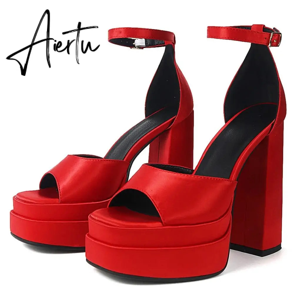 Big Size 43 New Fashion Peep Toe High Heels women's Sandals Platform Banquet Design Luxury Show Solid Summer Shoes Aiertu