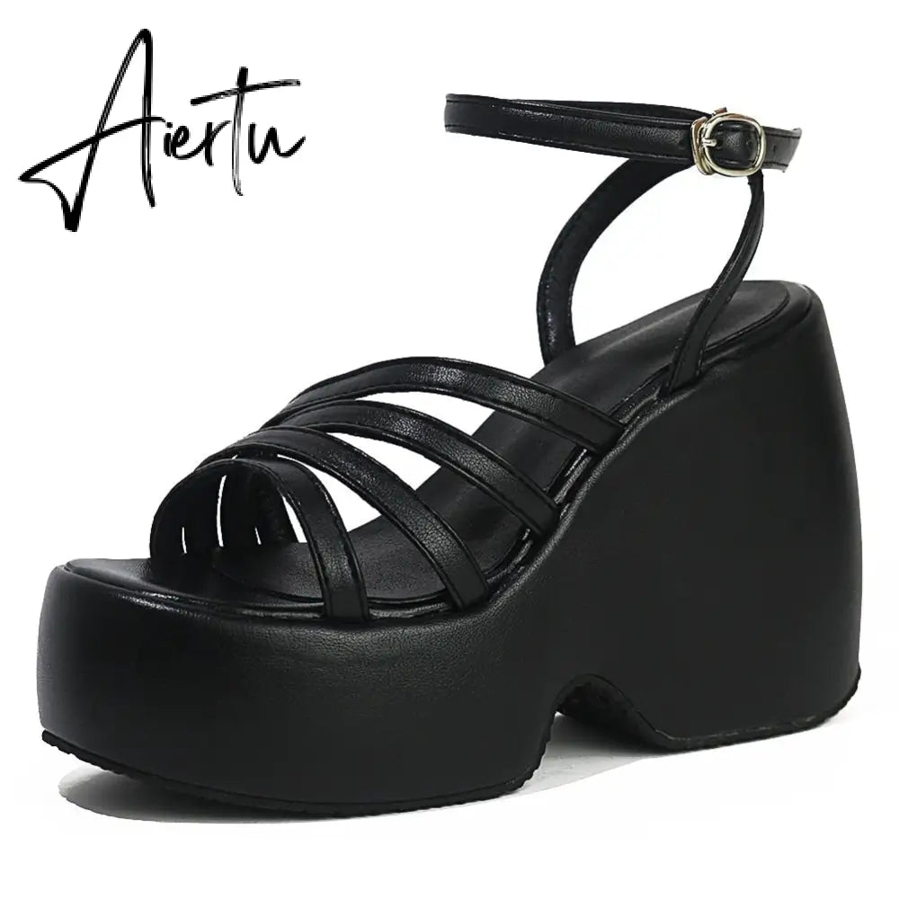 Big Size 43 Summer Fashion Women Sandals Platform Gothic Wedges High Heels INS Hot Ladies Trendy Cool Punk Shoes For Woman Aiertu