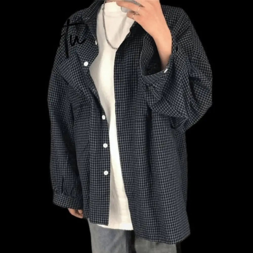 Blouse Women Shirts Turn-down Collar Long Sleeve Plaid Outwear Pocket White Korean Style Students Ulzzang Leisure All-match Chic Aiertu