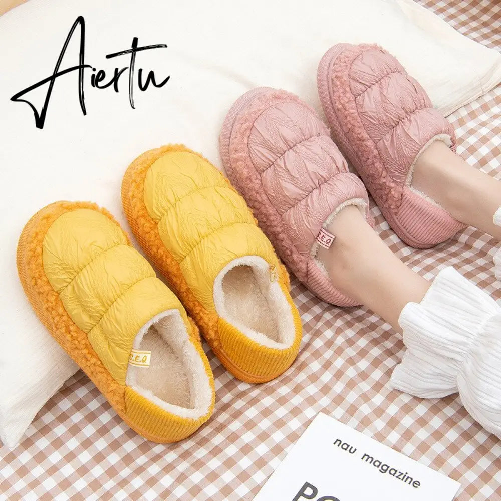 Booties Woman Winter Female Cotton Shoes Anti-skid Snow Boot Wind and Cold Protection Keep Warm Fur Women's Ankle Boots Aiertu