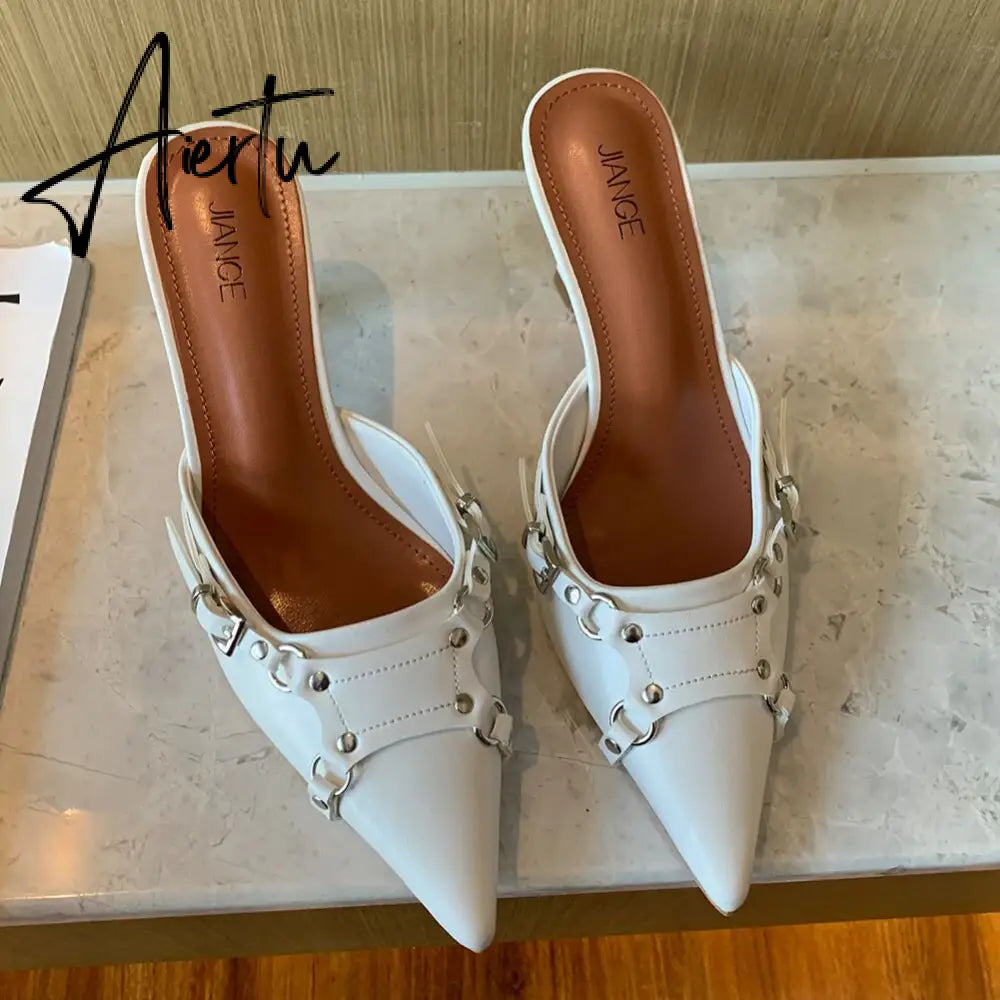 Brand New Design Sexy Party Women's Pumps Pointed Toe Thin High Heels Rivet Shoes For Woman Wedding Luxury Classic Pumps Ladies Aiertu