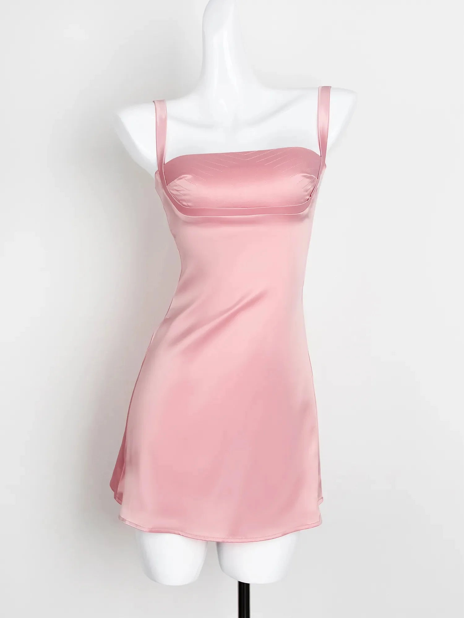 Aiertu  Summer Satin birthday Dress For Women Mini A-Line Sexy Dress white Casual Spaghetti Strap Graduation Dress Stretchy Aiertu