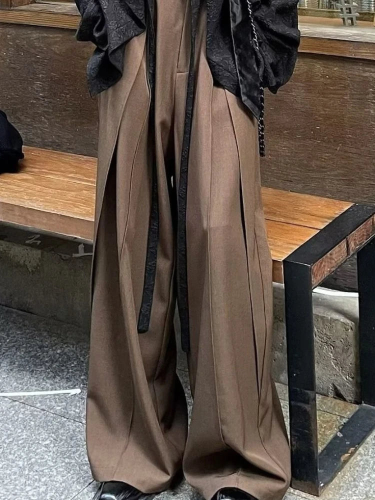 Aiertu  -  Vintage Japanese Style Woman Baggy Suit Pants Y2k Pleated Black Harajuku Gothic Korean Fashion Streetwear Summer Bottoms Aiertu
