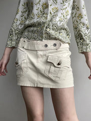 Aiertu  -  Vintage Belted Pocket Cargo Mini Skirt Aiertu