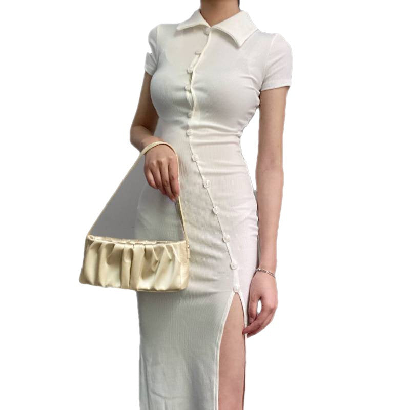 Aiertu - Split Improved Mid-length Tide Cheongsam Dress Aiertu