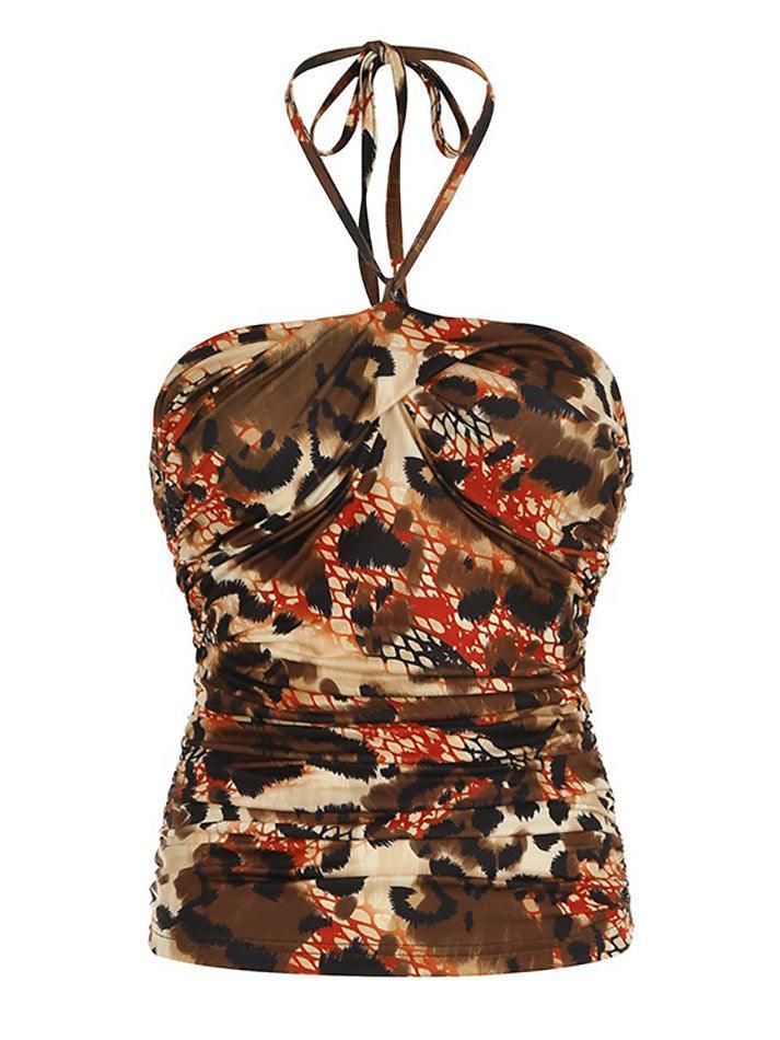 Aiertu  -Vintage Print Sexy Backless Halter Tank Top aiertu