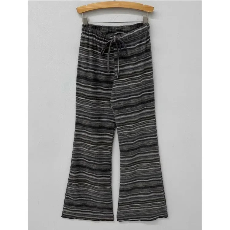 Aiertu  Striped Flare Pants for Women Drawstring Casual Fashion Pantalon Femme Streetwear Slim Fit Y2k Trousers 2025 New Bottoms Aiertu
