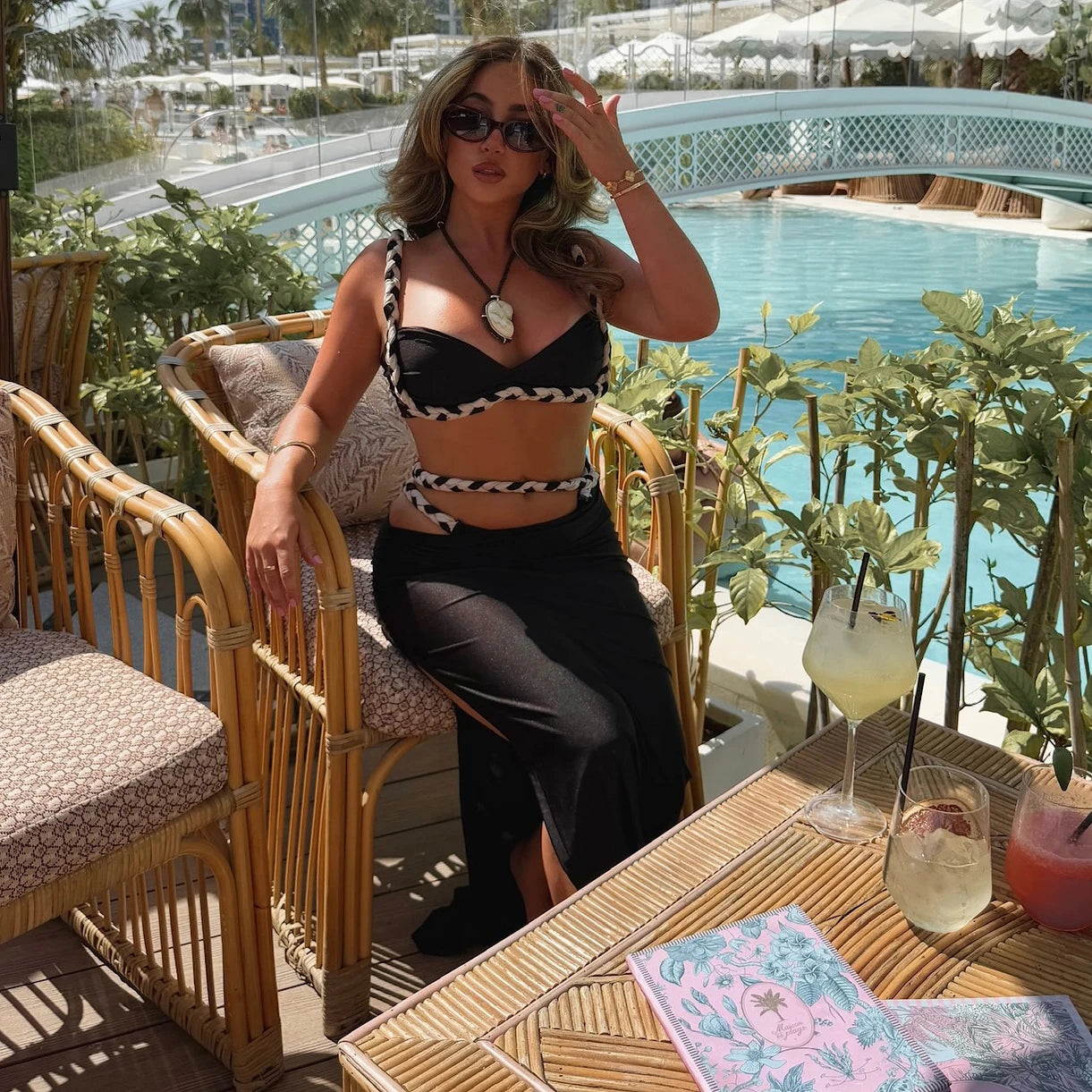 Aiertu  -  New Crochet Bikini With Cover Up Sexy Women Swimsuit Female Swimwear Long Skirt Bandeau Biquini Bodysuit Swimming Suit Beachwear Aiertu