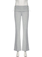 Aiertu  -  Women 2025 Autumn Spring Fashion Streetwear Lady Casual Basic Solid Wide Leg Pants Y2K Slim Low-Waisted Boot Cut Pants Aiertu