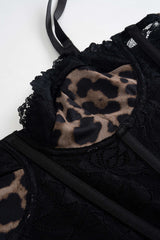 Aiertu  Leopard Print Bustier Lace Slip Sleeveless Maxi Dress Aiertu