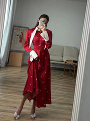 Aiertu  -  Elegant Printed Long Sleeve A-line Dresses Women Fashion High Waist Slim Fits Long Robes 2026 New Lady High Street Vestidos Aiertu